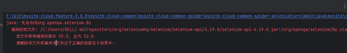 乌兔 - springboot + selenium-java V4.19.0报错：java: 无法访问org.openqa.selenium ...